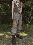 Const Bring Damaged Wide Denim