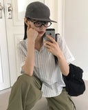 Index Stripe Rollup Collar Short Sleeve Shirt