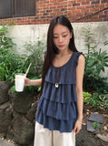 Cuzed Frill Shirring Embossed Sleeveless