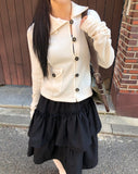 Puan High-Neck Button Knit Cardigan