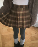 [Brushed] Blitz check pleated mini skirt
