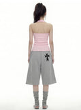 DOT CROSS Embroidery Bermuda Pants