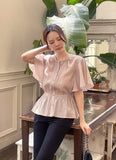 Lines Flare Pintuck Shirring Blouse