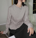 Nais Frill Layered Round Long Sleeve T-Shirt