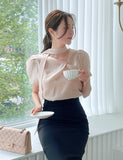 Byen Twist Scarf Short Sleeve Blouse