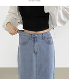Summer Tencel Cooling Back Slit Span H-Line Denim Skirt