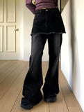 Kirit Pocket Bootcut Washed Denim Skirt Pants