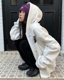 LOG BUTTON BRUSHED HOOD ZIP-UP