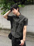 Washing Khaki Crop Shirt