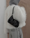 Buckle Leather Motor Shoulder Bag