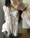 Hakim Romantic Shirred Frill Blouse