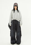 Oil washed back cargo wide banding pants