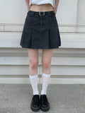 [Belt SET] Genji Belt Denim Pleated Skirt