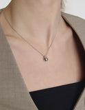 Champagne Full Moon Silver Mary Bowl Necklace