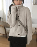 Alpo high neck button knit cardigan