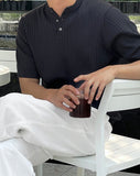 Ribbed Span Henley Neck Knit