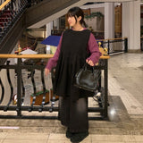 Lilco pleated ribbon slit long blouse