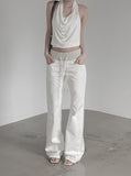 Braided Backless Cowl Neck Halter Padded Top