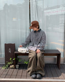 [BAONHAUS] Salo Ribbon Color Matching Check Collar Shirt