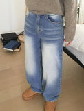 Jones Light Washing Denim Long Wide Pants