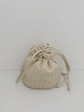 Leather Pleats Shoulder Bucket Bag