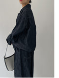 [Setup Available/Unisex] Colin Pintuck Overfit Denim Shirt Jacket