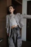 Leaf tassel tweed jacket