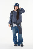 Loop check hoodie zip-up jumper