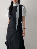 Pleated Tie Short Sleeve Blouse