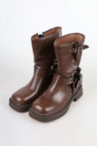 vegan middle buckle boots