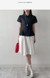 Harbor Unbalanced Short Sleeve Blouse