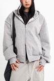 Lowell crop fingerhole hood zip-up