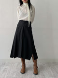 Matte Leather Flare Long Skirt