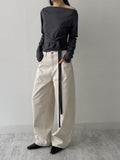 Boat Neck Shirring Wrap T-Shirt