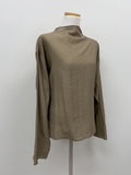 Slit Mock Neck Belted Blouse