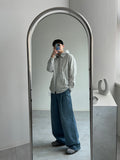 Deep Tuck Wide Blue Denim