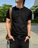One Q Ribbed Henry Neck Short Sleeve T-shirt