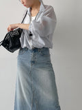 Organza Raglan See-through Blouson Jumper
