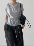 [Summer ver.] T-shirt with double-pleated long wide slacks