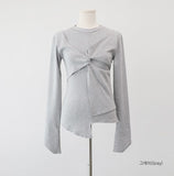 Twisted Slit Unbalanced T-shirt