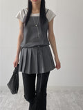 Striped Pleated Bustier One-Piece