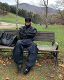 Black leather shirring padding