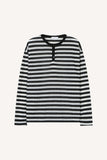 Striped Henley neck long sleeve knit