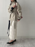 High-neck belted half trench coat