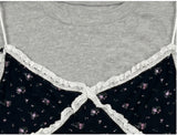 Cute Small Flower Lace Bustier Short Sleeve Set