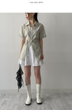 Tencel collar strap blouse