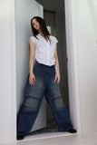zipper biker denim