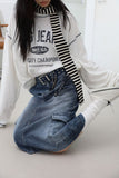 Work Cargo Denim Skirt