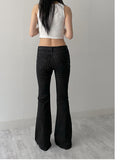 Striped Low Bootcut Denim Pants