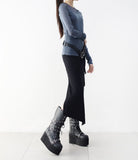 Er unbalanced shirring string skirt